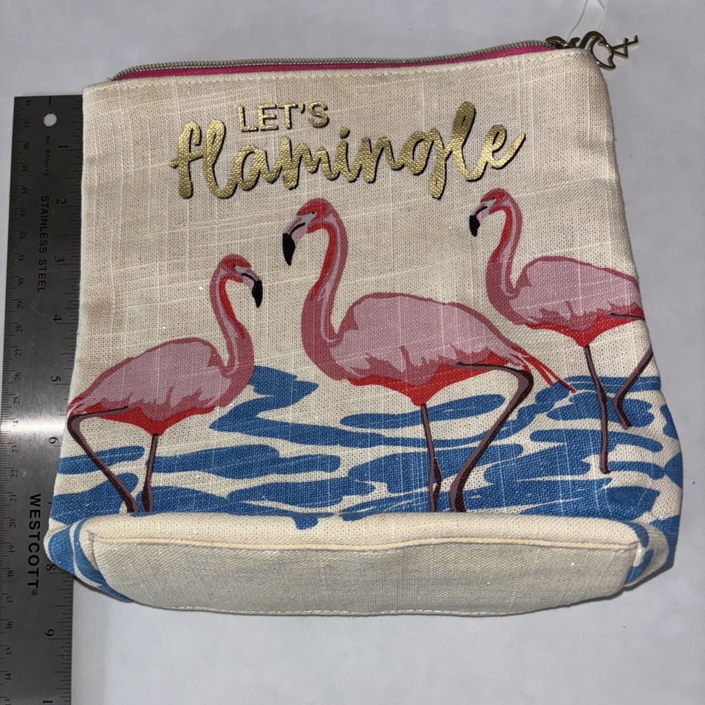 New Bath & Body Works "Let's Flamingle" Flamingo Zippered Pouch Bag 3214